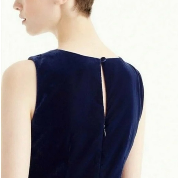 J. CREW Blue Ruffle Hem Velvet Sleeveless Cocktail Dress Women’s SZ 0 Blue NEW - Picture 3 of 10